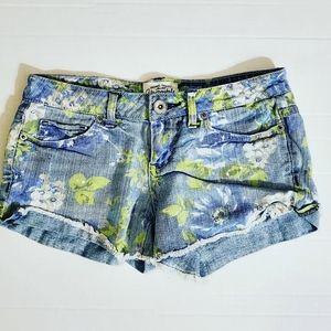 Aeropostale Blue Green White Floral Print Shorts